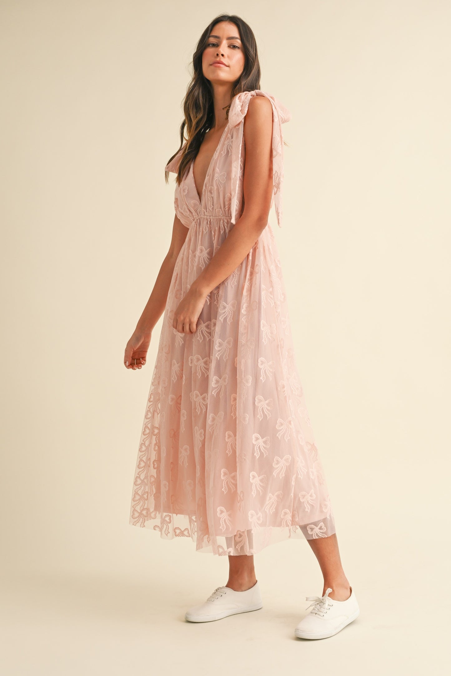Jackie Ribbon Bow Midi Dress