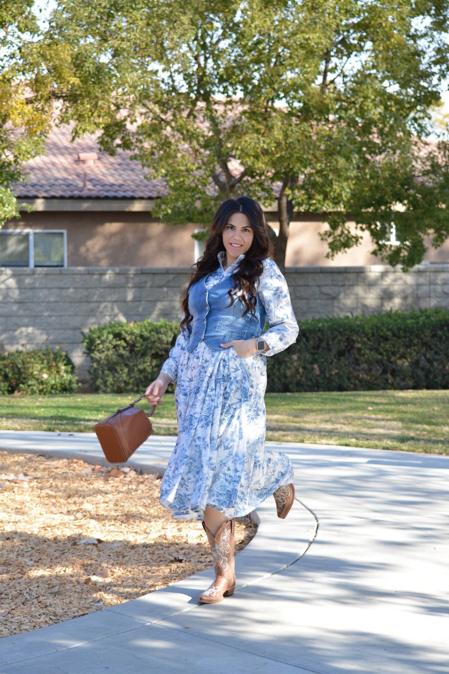 Areti Blue Floral Midi Dress