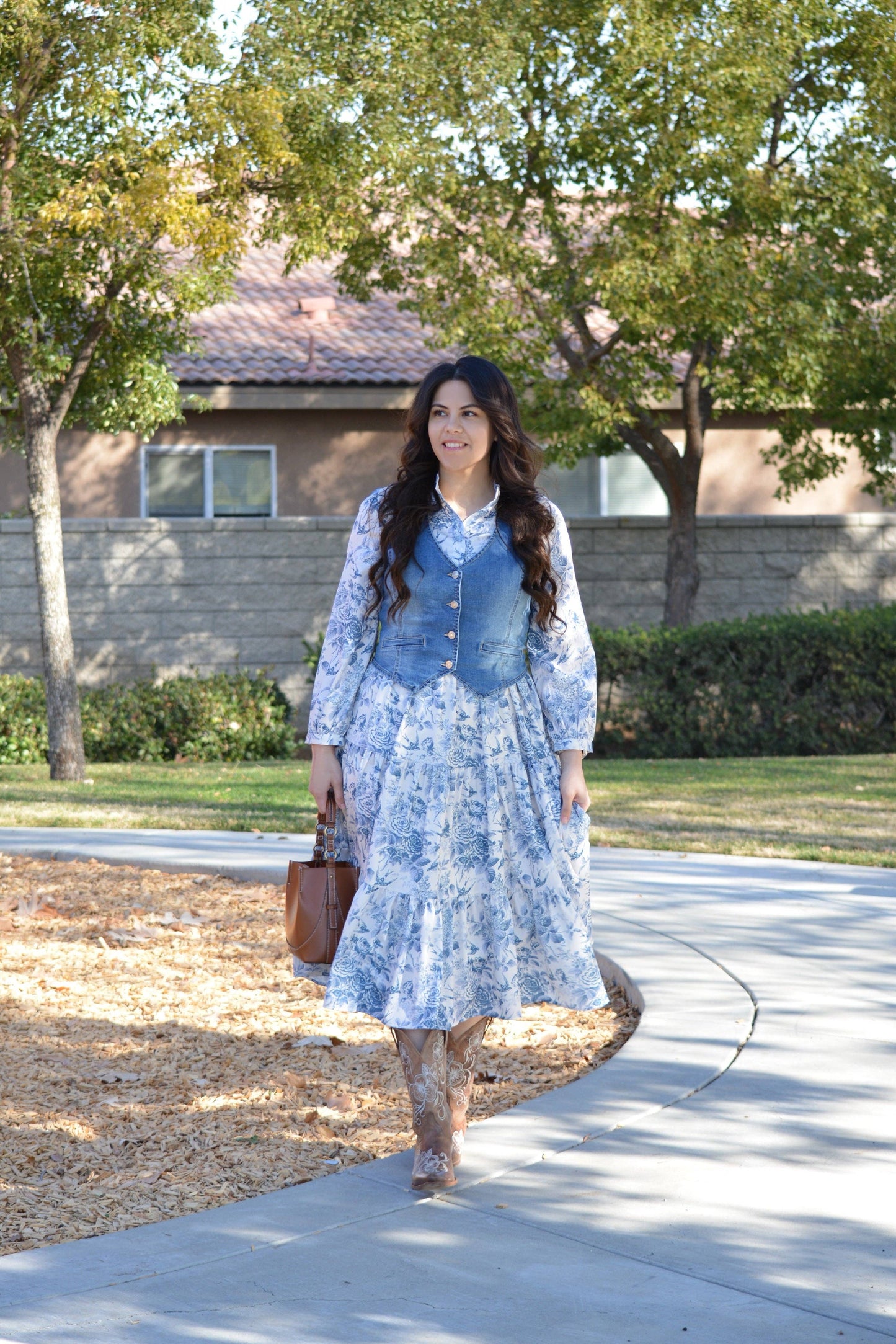 Areti Blue Floral Midi Dress