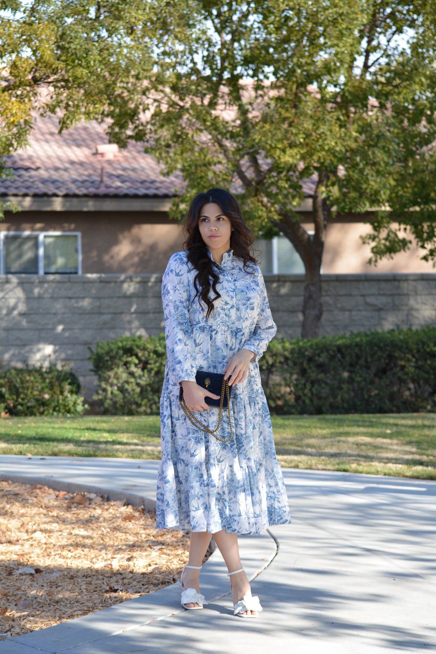 Areti Blue Floral Midi Dress