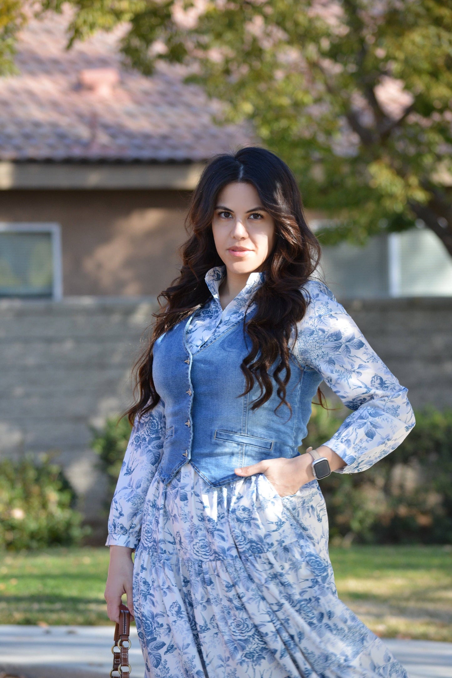 Areti Blue Floral Midi Dress