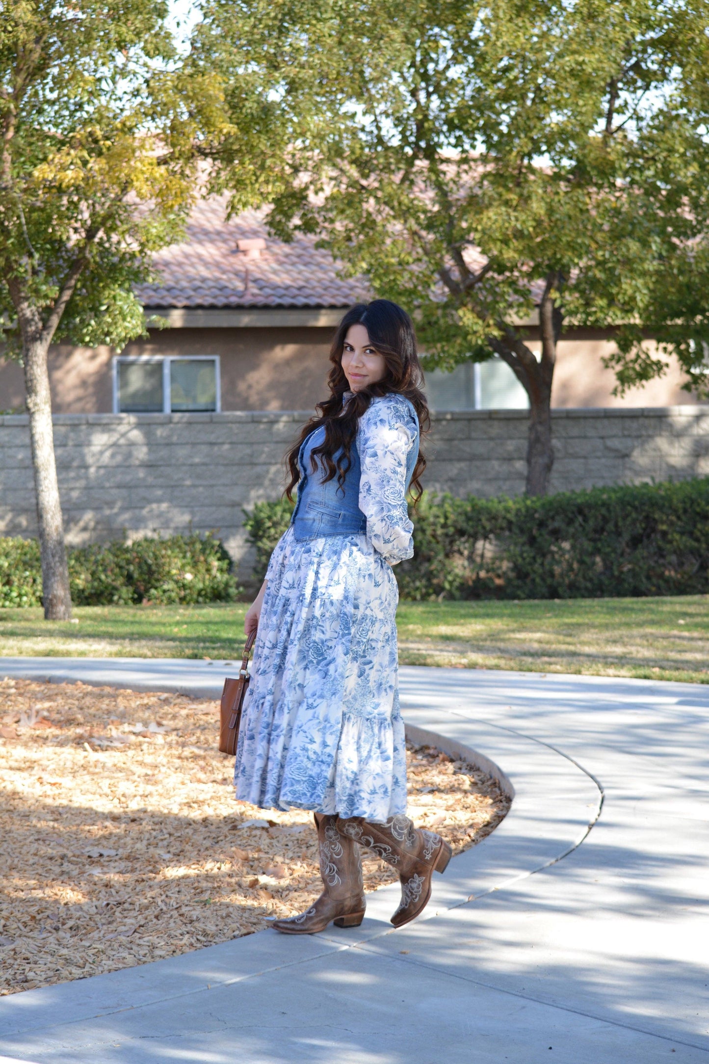 Areti Blue Floral Midi Dress