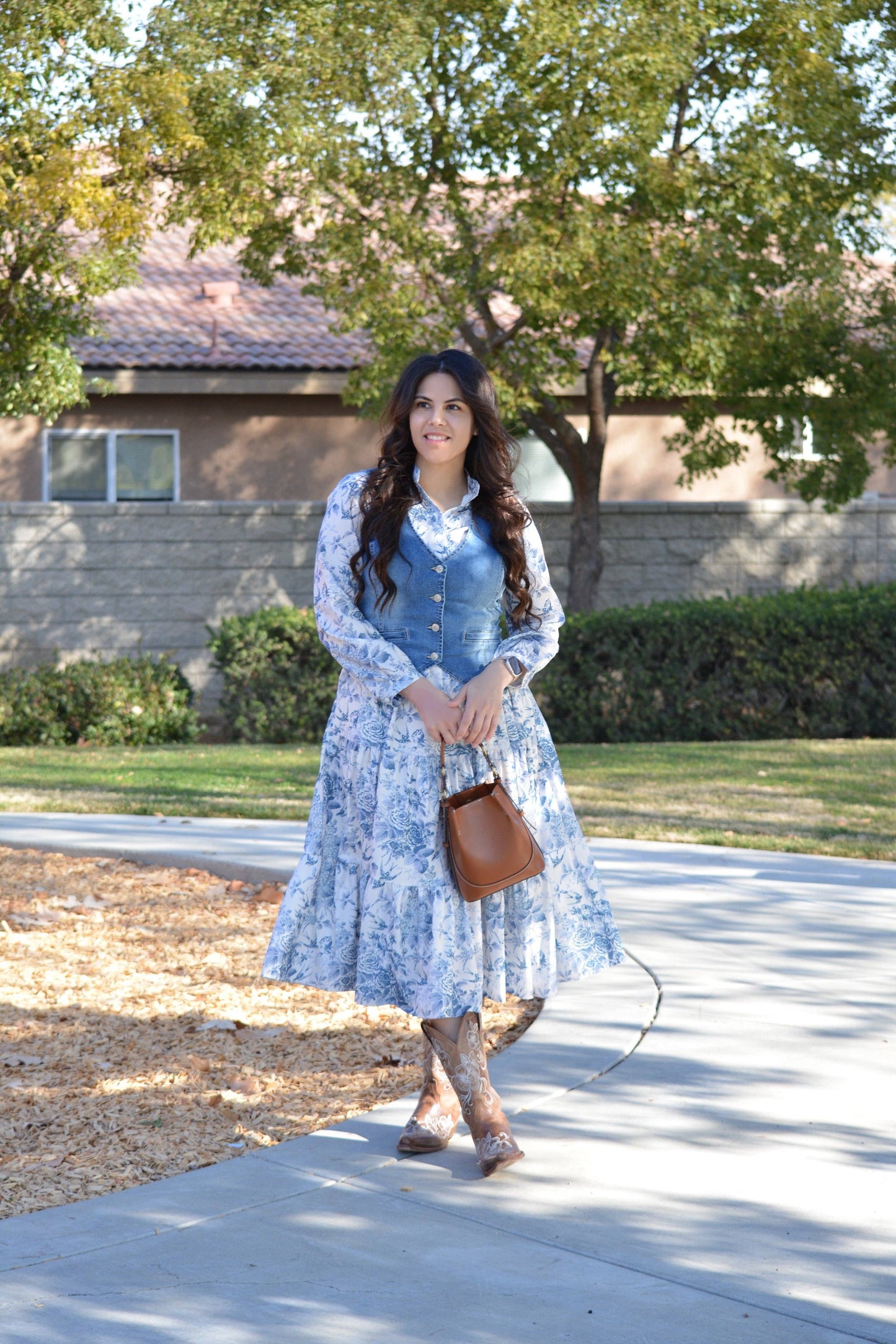 Areti Blue Floral Midi Dress