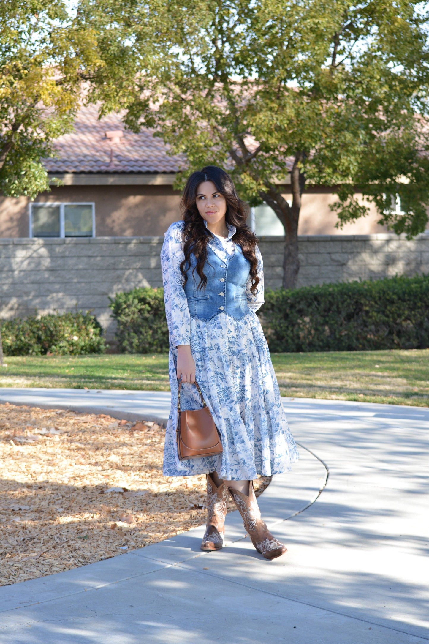 Areti Blue Floral Midi Dress