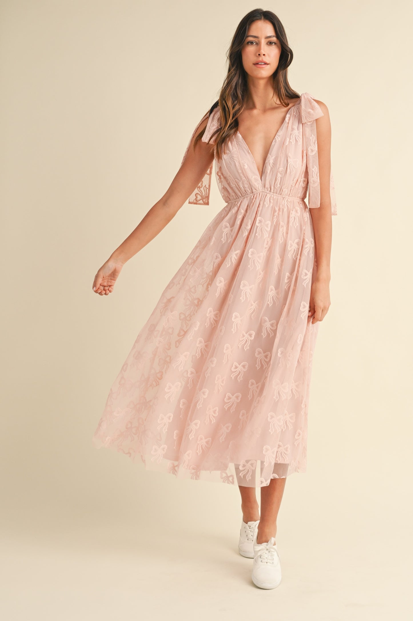 Jackie Ribbon Bow Midi Dress