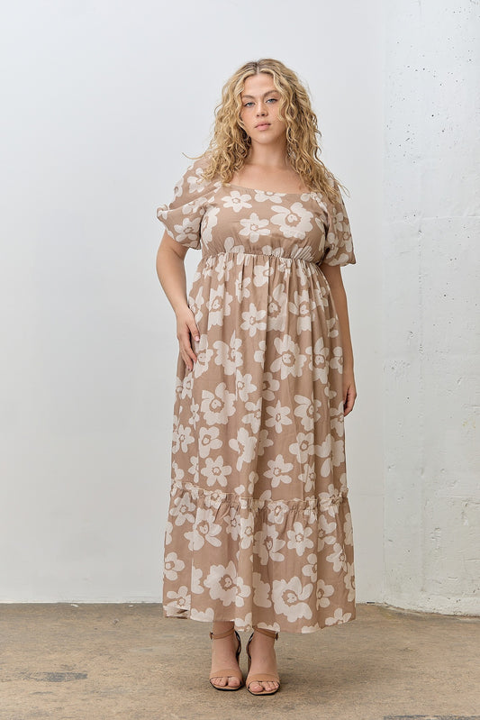 Brown Bubble Maxi Dress